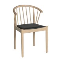 Billede af Haslev Lindeberg Stol SH 45 cm - Sort Læder / Ubehandlet Eg