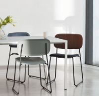 Billede af HAY New Order Table 100x200cm - Light Grey Powder Coated/Cloud Grey Linoleum