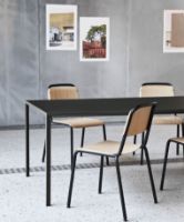 Billede af HAY New Order Table 100x200cm - Charcoal Powder Coated/Dark Grey Linoleum
