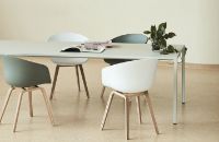 Billede af HAY New Order Table 100x300cm - Light Grey Powder Coated/Cloud Grey Linoleum