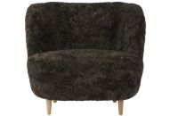 Billede af GUBI Stay Lounge Chair Fully Upholstered SH: 40 cm - Espresso/Oak 