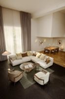 Billede af GUBI Sejour Lounge Chair Fully Upholstered W Armrest SH: 35 cm - Walnut / Agnello 001