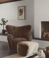 Billede af Audo Copenhagen Den Trætte Mand Lænestol SH: 38 cm - Lammeskind Sahara/Smoked Oak  