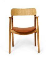 Billede af Bent Hansen Asger Stol M. Polstring H: 80 cm - Eg, Olieret / Zenso 2 223 Cognac Læder 
