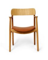 Billede af Bent Hansen Asger Stol M. Polstring H: 80 cm - Eg, Olieret  / Schwarz Ranchero læder