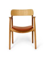 Billede af Bent Hansen Asger Stol M. Polstring H: 80 cm - Eg, Olieret / Dark Grey Ranchero læder