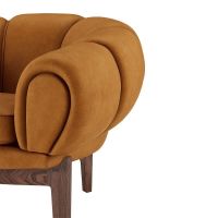 Billede af GUBI Croissant Sofa SH: 46 cm - Walnut / Chamois Cuoio