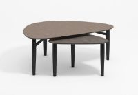 Billede af Thomsen Furniture Katrine Sofabord Trekant Stor 89x126x50 cm - Stenlook Gråbrun/Sortlakeret Eg