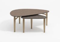 Billede af Thomsen Furniture Katrine Sofabord Trekant Stor 89x126x50 cm - Stenlook Gråbrun/Natur Eg