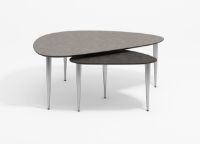 Billede af Thomsen Furniture Katrine Sofabord Trekant Stor 89x126x45 cm - Stenlook Granitgrå/Børstet Stål