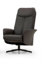 Billede af Mogens Hansen Resto AIR Høj Drejestol L SH: 43 cm - Sort Preston Læder/Sort Sokkel