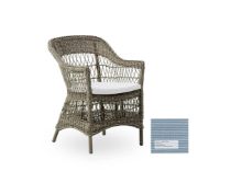 Billede af Sika-Design Charlot Exterior Havestol inkl. Hynde SH: 46 cm - Antique Grey/A672 Tempotest Michelangelo Light Blue 