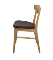 Billede af Farstrup 210r Spisebordstol SH: 47 cm - Hvidolieret Eg / Mørkebrunt Læder