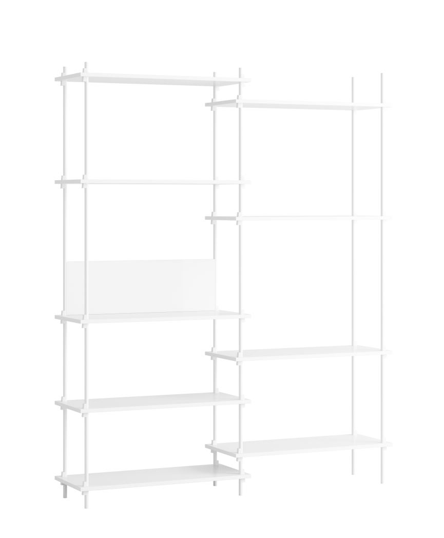 Billede af Moebe Shelving System Double w. Back Plate 200x162 cm - White
