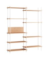 Billede af Moebe Shelving System Double w. Back Plate 200x162 cm - Oak/White