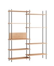 Billede af Moebe Shelving System Double w. Back Plate 200x162 cm - Oak/Black