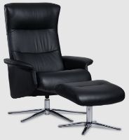 Billede af IMG Space 2000 Lænestol inkl. Fodskammel SH: 46 cm - Rosso 1 Black/B1 Slimline/Børstet Stål