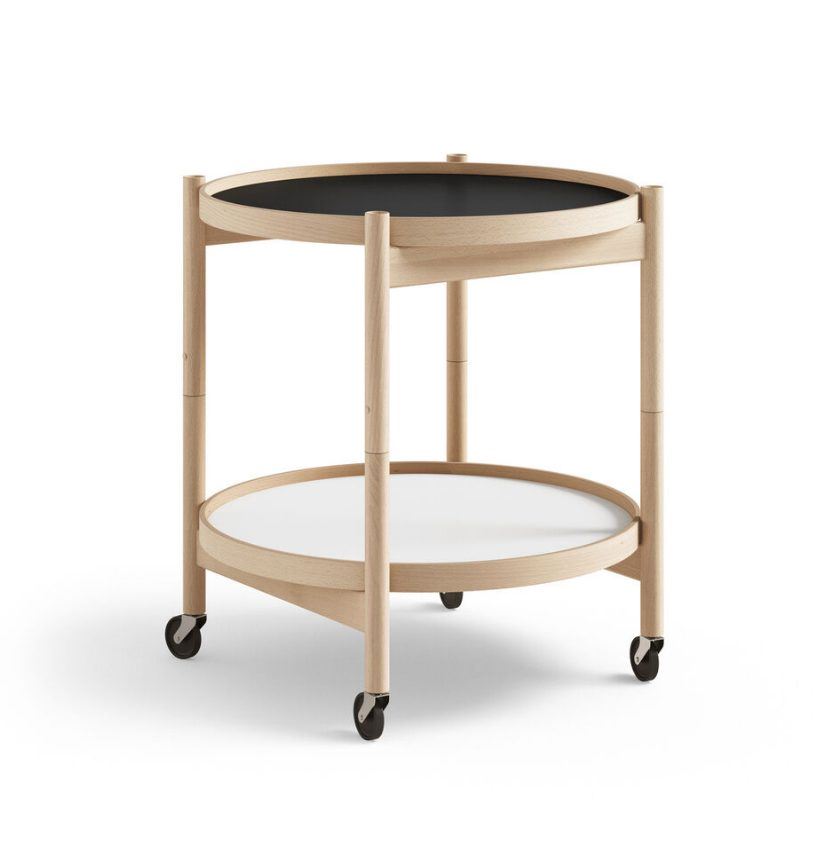 Billede af Brdr. Krüger Bølling Bakkebord m. 2 bakker Ø: 50 cm - Olieret Bøg/Sort og Hvid