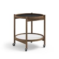 Billede af Brdr. Krüger Bølling Bakkebord m. 2 bakker Ø: 50 cm - Røget Eg Olieret/Sort og Hvid