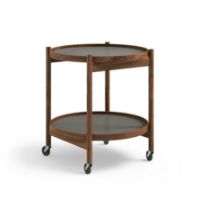 Billede af Brdr. Krüger Bølling Bakkebord m. 2 bakker Ø: 50 cm - Olieret Valnød/Lysegrå og Grå