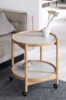 Billede af Brdr. Krüger Bølling Bakkebord m. 2 bakker Ø: 50 cm - Olieret Valnød/Lysegrå og Grå