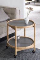 Billede af Brdr. Krüger Bølling Bakkebord m. 2 bakker Ø: 60 cm - Olieret Eg/Lysegrå og Grå