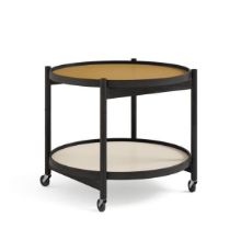 Billede af Brdr. Krüger Bølling Bakkebord m. 2 bakker Ø: 60 cm - Sortmalet Eg/Gul og Creme