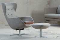 Billede af Søren Lund SL 407 Skammel H: 41 cm - Main Line Flax 02 Grå/Satinkrom