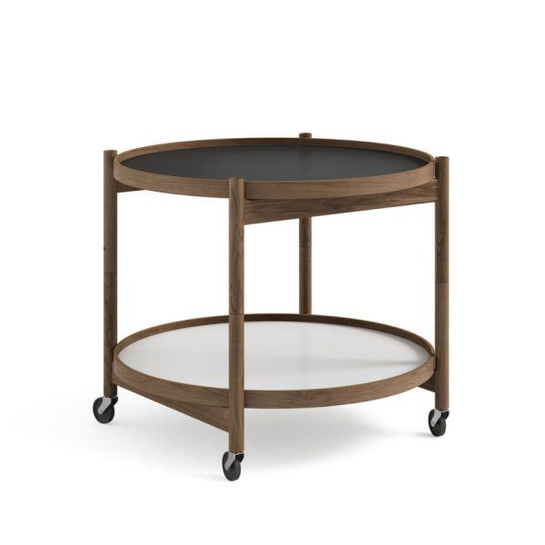 Billede af Brdr. Krüger Bølling Bakkebord m. 2 bakker Ø: 60 cm - Røget Eg Olieret/Sort og Hvid