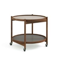 Billede af Brdr. Krüger Bølling Bakkebord m. 2 bakker Ø: 60 cm - Olieret Valnød/Lysegrå og Grå