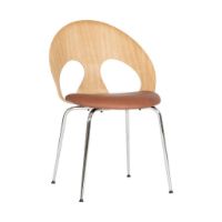 Billede af Vermund VL1100 Spisebordsstol SH: 46 cm - Krom/Olieret Eg/Sierra Cognac Læder