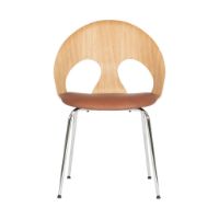 Billede af Vermund VL1100 Spisebordsstol SH: 46 cm - Krom/Olieret Eg/Sierra Cognac Læder