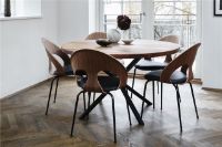 Billede af Vermund VL1100 Spisebordsstol SH: 46 cm - Sort Krom/Valnød/Sort Sierra Læder