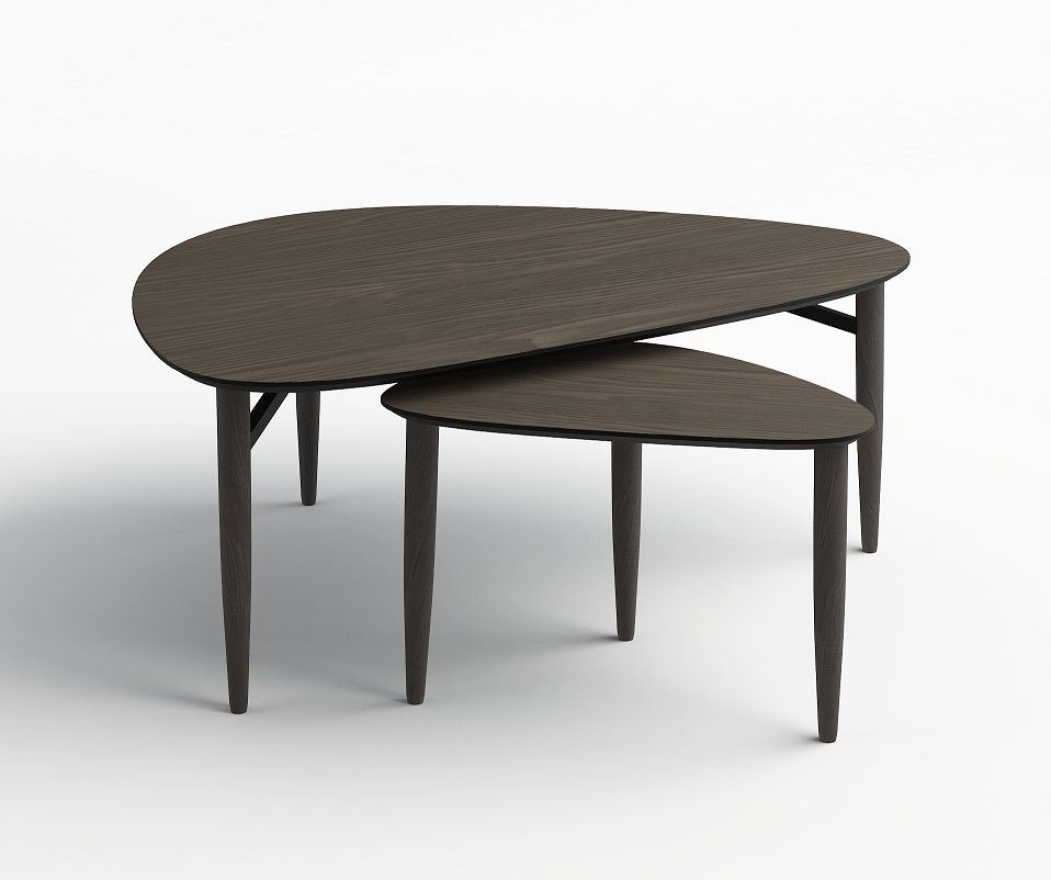 Billede af Thomsen Furniture Katrine Nordic Sofabord Trekant Stor 89x126x50 cm - Røget Eg / Sortlakeret Eg