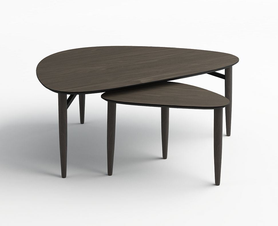 Billede af Thomsen Furniture Katrine Nordic Sofabord Trekant Lille 42x67x45 cm - Røget Eg / Sortlakeret Eg