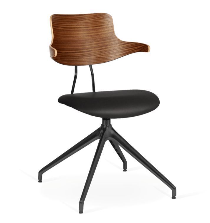 Billede af Vermund VL119 Spisebordsstol SH: 46 cm - Sort Stel/Olieret Valnød/Sort Sierra Læder 