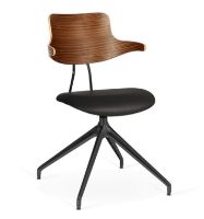 Billede af Vermund VL119 Spisebordsstol SH: 46 cm - Sort Stel/Olieret Valnød/Sort Sierra Læder 