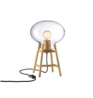 Billede af FDB Møbler U4 Hiti Bordlampe m. Sort Ledning H: 22,8 cm - Lakeret Eg/Klar Glas 