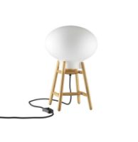 Billede af FDB Møbler U4 Hiti Bordlampe m. Sort Ledning H: 39,5 cm - Lakeret Eg/Opal Glas