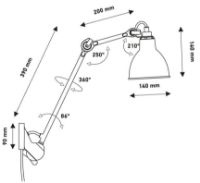 Billede af DCW Editions Lampe Gras N222 Væglampe Rund H: 40cm - Sort/Krom