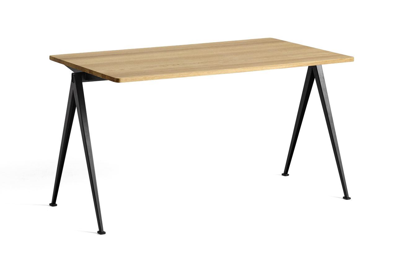 Billede af HAY Pyramide Table 01 140x75 cm - Black Powder Coated Steel/Clear Lacquered Oak