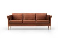 Billede af Mogens Hansen 2225 3 Pers Sofa L: 218 cm - Cognac Loke Læder /Firkantede Egetræsben