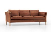 Billede af Mogens Hansen 2225 3 Pers Sofa L: 218 cm - Cognac Loke Læder /Firkantede Egetræsben