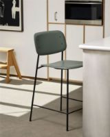 Billede af HAY Soft Edge 90 Bar Stool Low SH: 65 cm - Dusty Green/Black Powder Coated Steel
