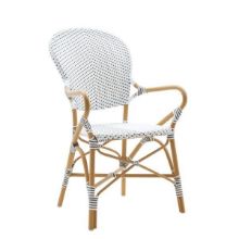 Billede af Sika-Design Isabell Exterior Caféstol m. Armlæn SH: 45 cm - Hvid / Cappuchino Prikket 
