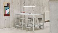 Billede af HAY New Order High Table 200x100 cm - Light Grey Powder Coated / Grey Linoleum