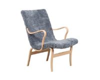 Billede af Bruno Mathsson Mi 472 Eva Lænestol m/arm SH: 34 cm - Scandinavian Grey Sheepskin 