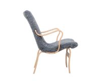 Billede af Bruno Mathsson Mi 472 Eva Lænestol m/arm SH: 34 cm - Scandinavian Grey Sheepskin 