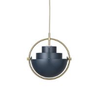 Billede af GUBI Multi-Lite Pendel Small Ø:25,5 cm Brass base - Midnight Blue skærm