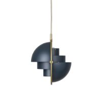 Billede af GUBI Multi-Lite Pendel Small Ø:25,5 cm Brass base - Midnight Blue skærm
